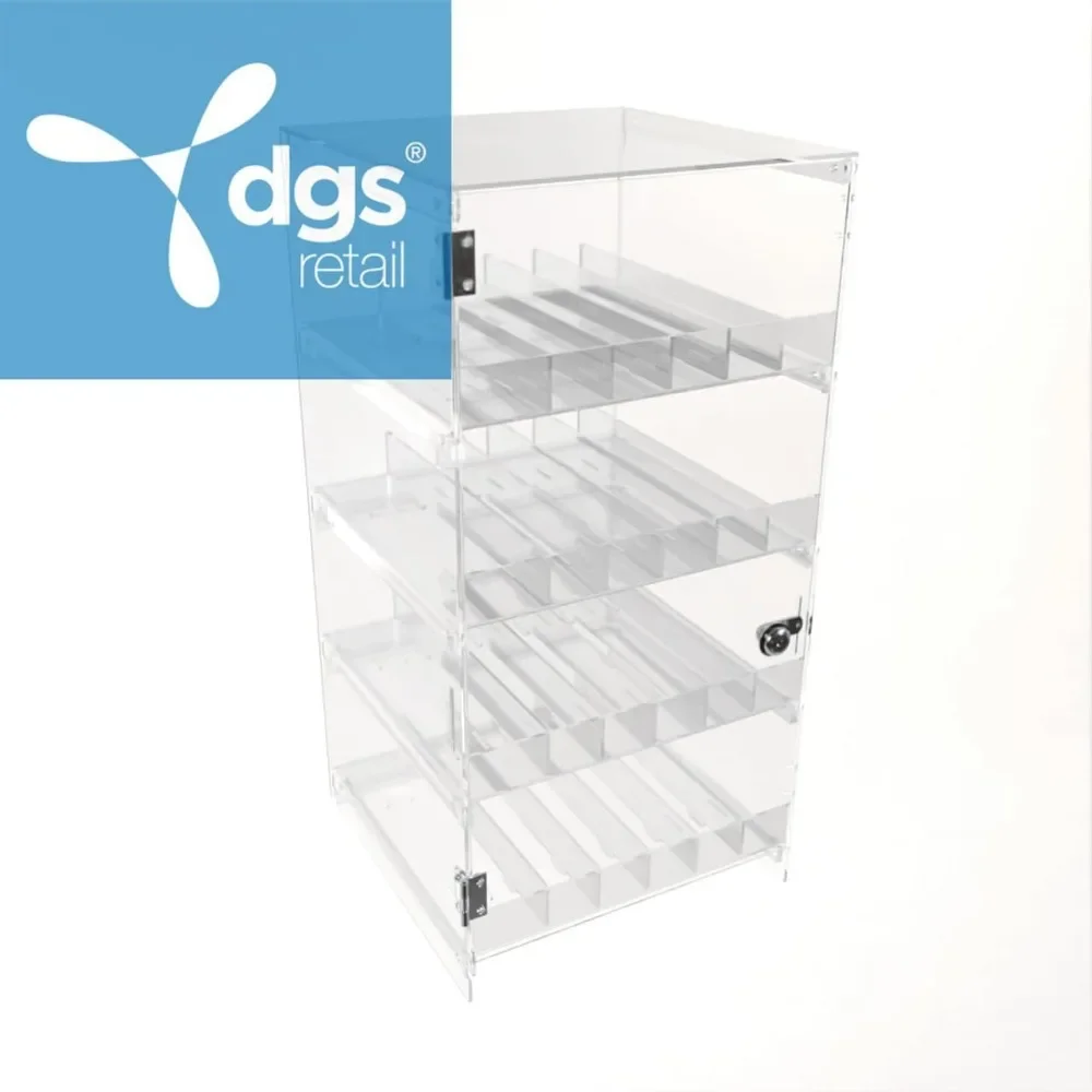 "Mini Liquor 50ml Bottles Display Case - 12x12x24" Countertop w/ Adjustable Dividers & Lock, Retail Showcase"​