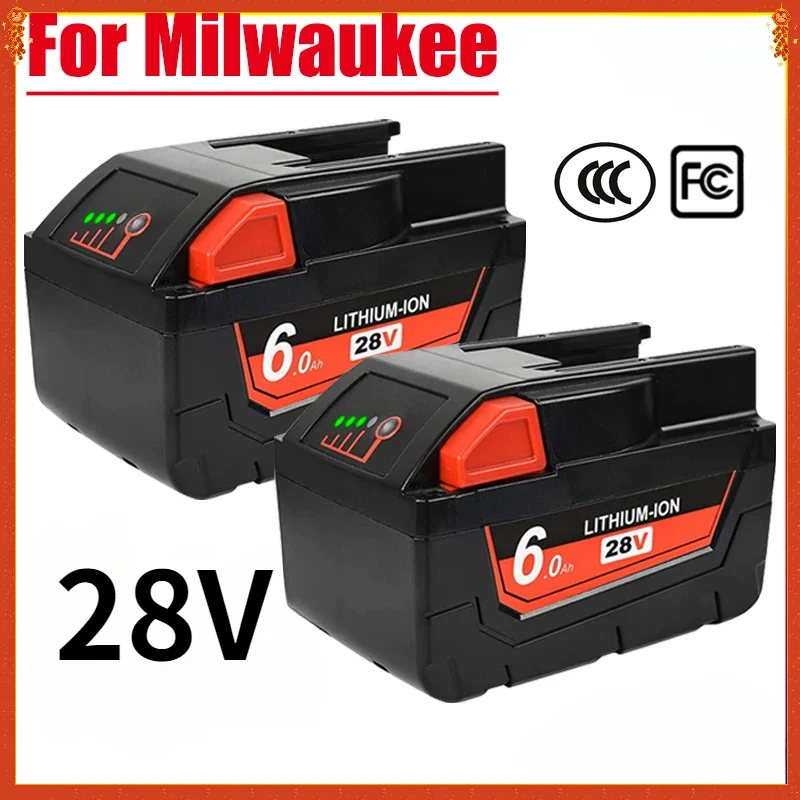 

6000MAH 28V Battery For Milwaukee 6.0Ah Li-Ion Batteries M28BX M28B 48-59-2819 0730-20 48-11-2830 Power Tool Battery