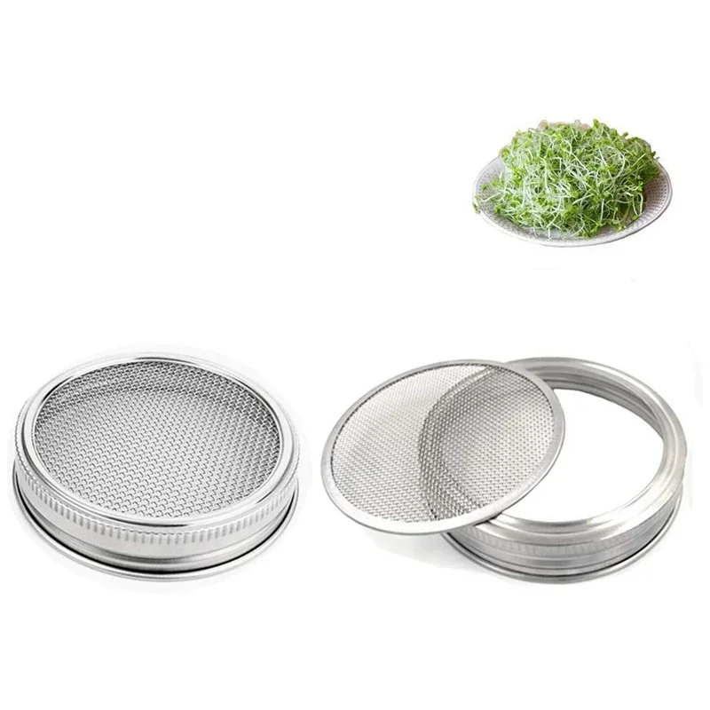 2  PCS Stainless Steel Sprouting Jar Lid Kit For Superb Ventilation Fit For Wide Mouth Jars Canning Jars For Making Organic Sp