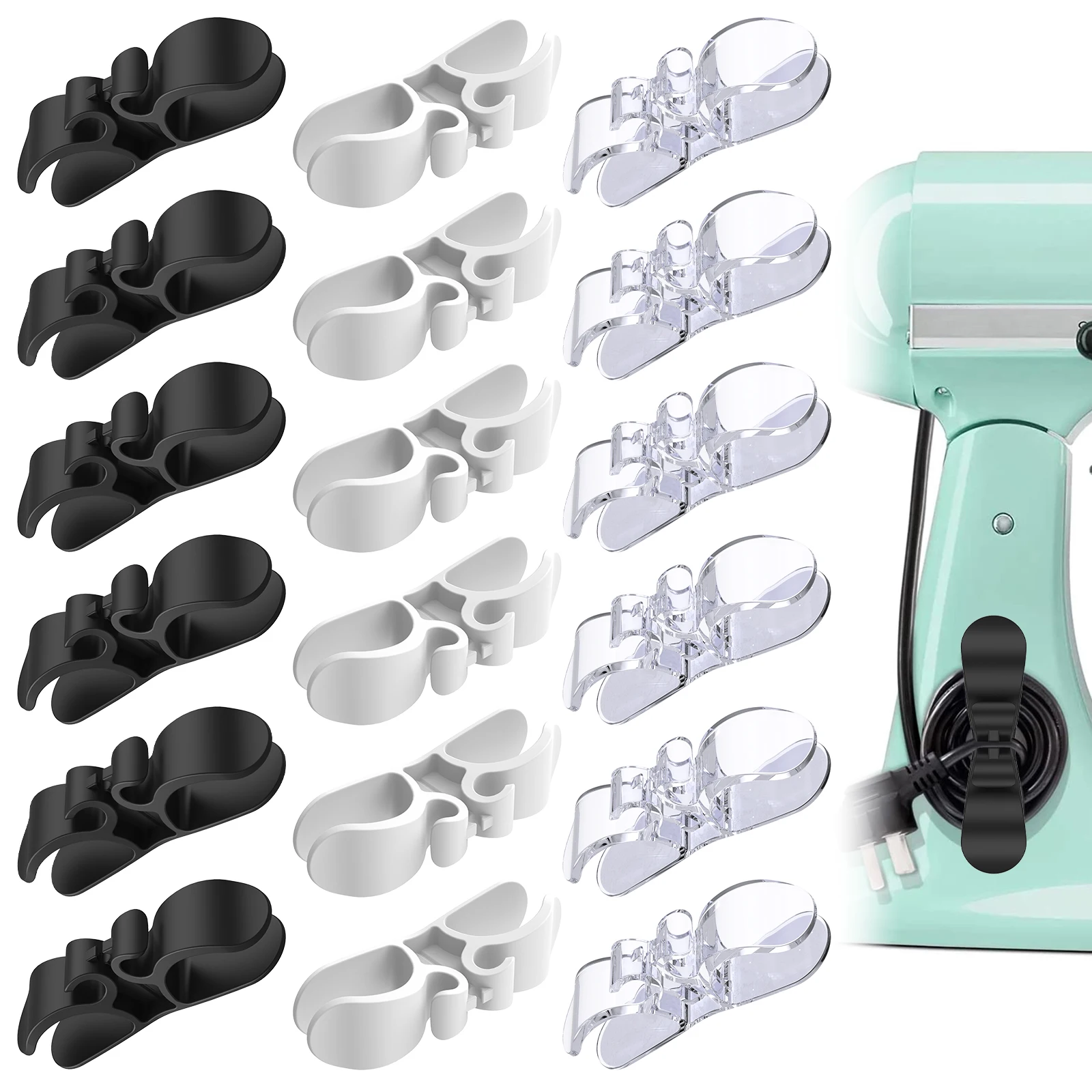 

18 Pcs Kitchen Appliance Cord Organizer Desktop Wire Cable Management Clip Holder Stick on Cable Wrap Holder Home Storage Tools
