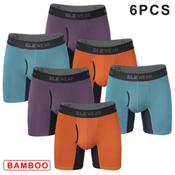 6 pcs Bamboo Men Underwear With Opening Breathable Mens Boxershorts Men's Panties Underpants Plus Size Fashion Boxers Brief