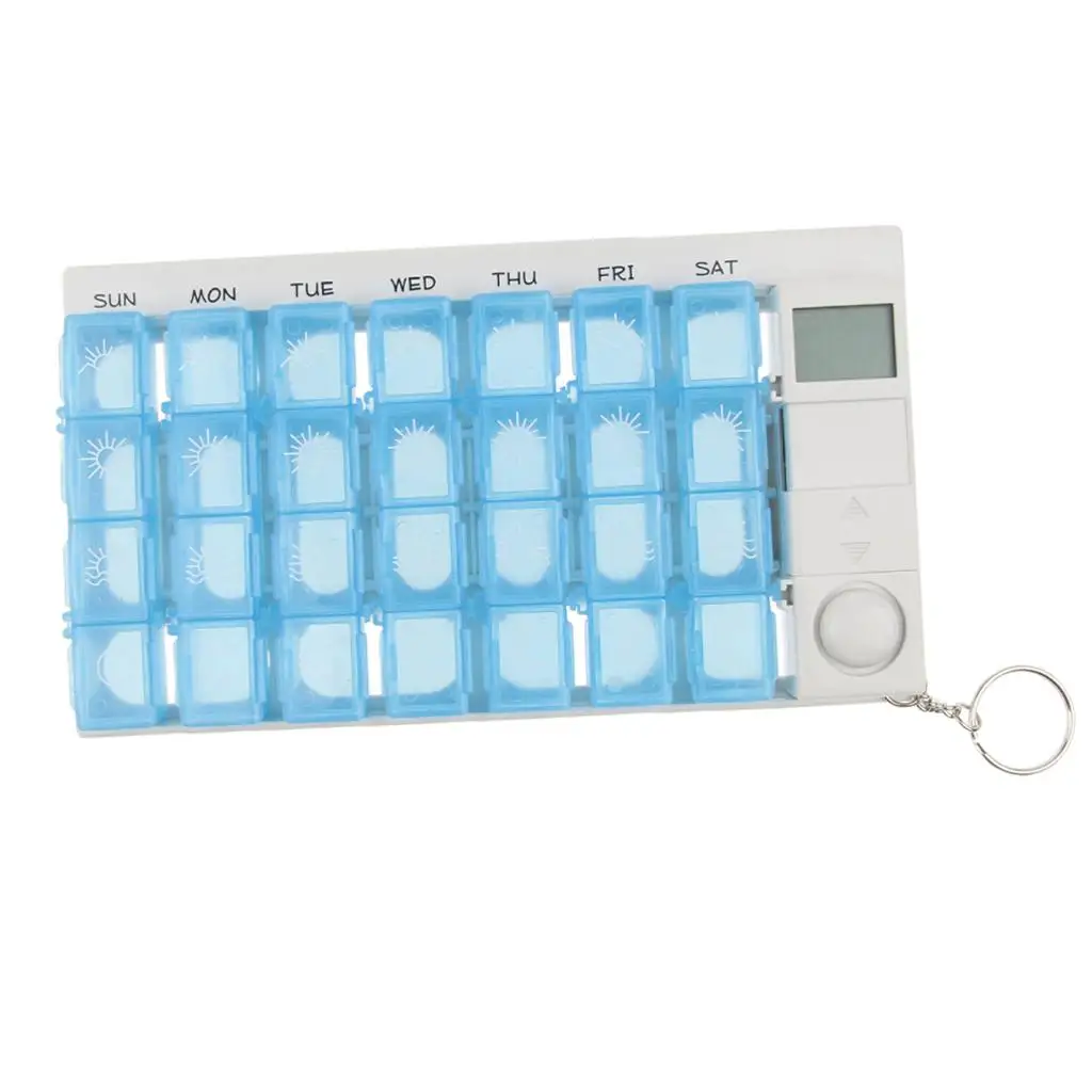 28 Grids Electronic Pill Box Weekly Medicine Container Case Reminders - Detachable Compartments - Design