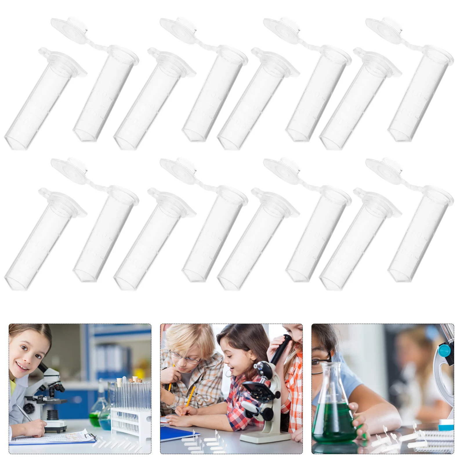 

500 Pcs Tube Plastic Storing Small Samples Tubes Laboratory Vial Test Container with Lids Precision