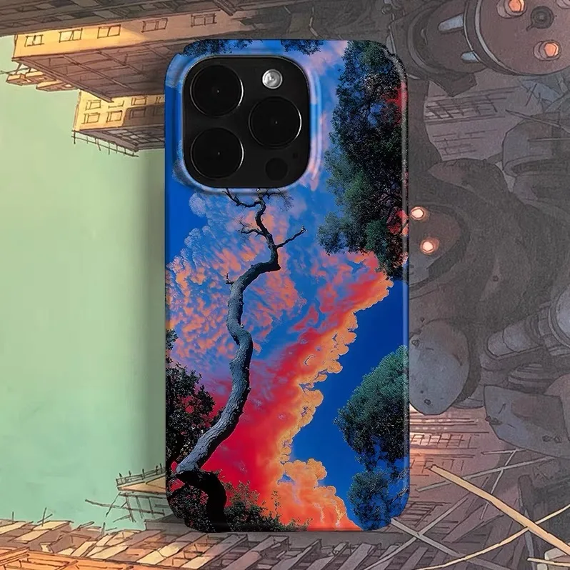 

Blue Sunset Orange Art Phone Case for IPHONE 17 Air 16E 15 PROMAX 14 Plus 13 12 MINI 11 PRO 16Plus XR XS MAX Acrylic Phone Cover
