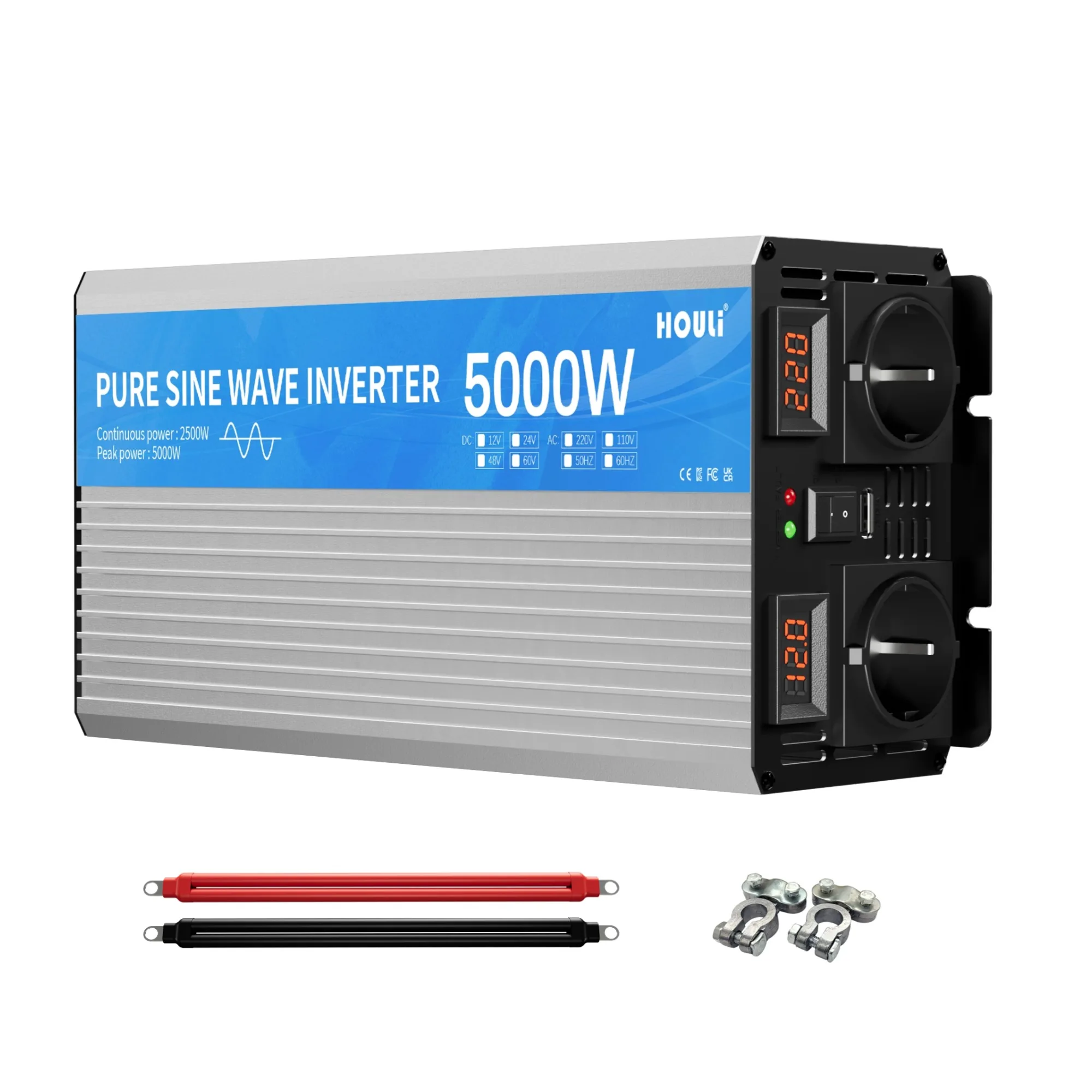 

HOULI 3kw 4kw 5kw 6kw Solar Car Inverter 12v 48v 220v 3000w 4000w 5000w 6000w Ups Inverters 12v To 110v On Grid