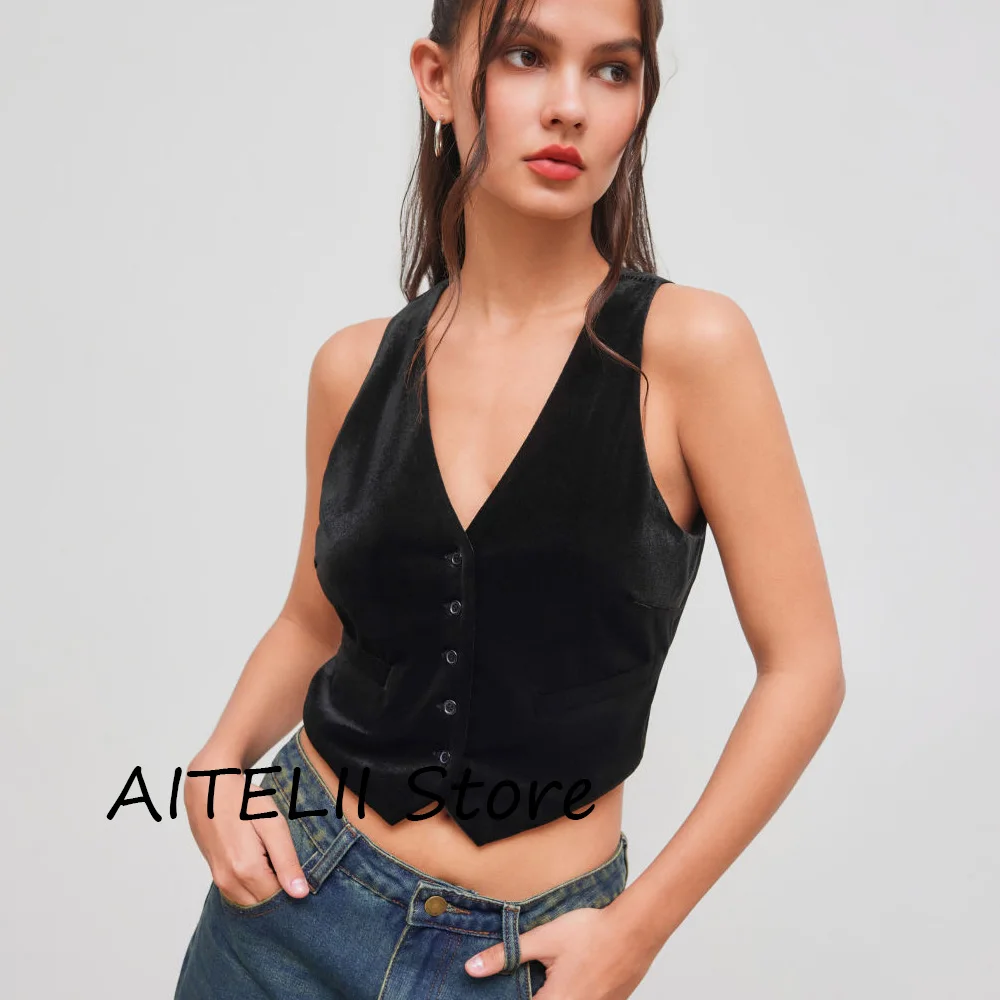 

Элегантное женское пальто Женский бархатный жилет Женские куртки Повседневные и элегантные новые пальто и куртки Женские жилеты без рукавов Манжеты