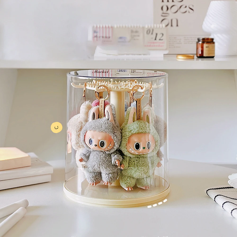 

For Labubu Pendant Display Box Rotating Transparent Labubu Doll Storage Blind Box Storage Display Dustproof Display Stand