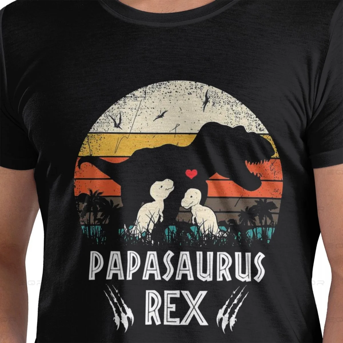 Papasaurus Men's round neck Oversized T-shirt,Hip Hop,Tee shirt Novelty all the year round Gift