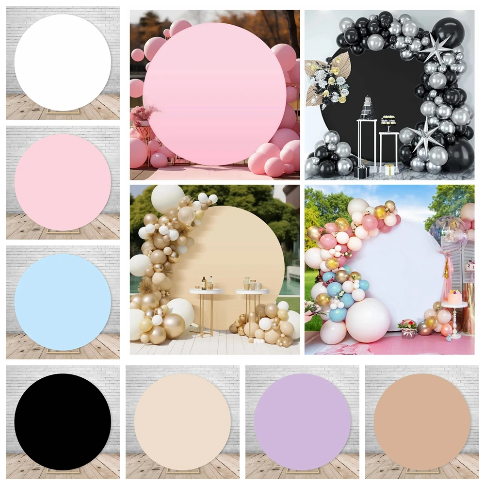 White Round Backdrop Cover Pink Solid Color Circle Photography Background Baby Shower Birthday Party Wedding Adult Decor Props