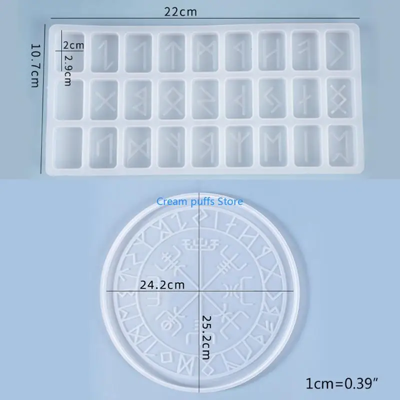 50LE 2PCS/Set Runes Symbol Símbolo Cristal Resina Epóxi Molde para Tabe