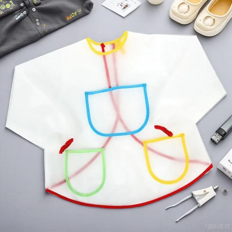 

Waterproof Painting Apron for Kids with Long Sleeves Three Large Pockets Protects Clothes from Watercolor Mess Ideal Children
