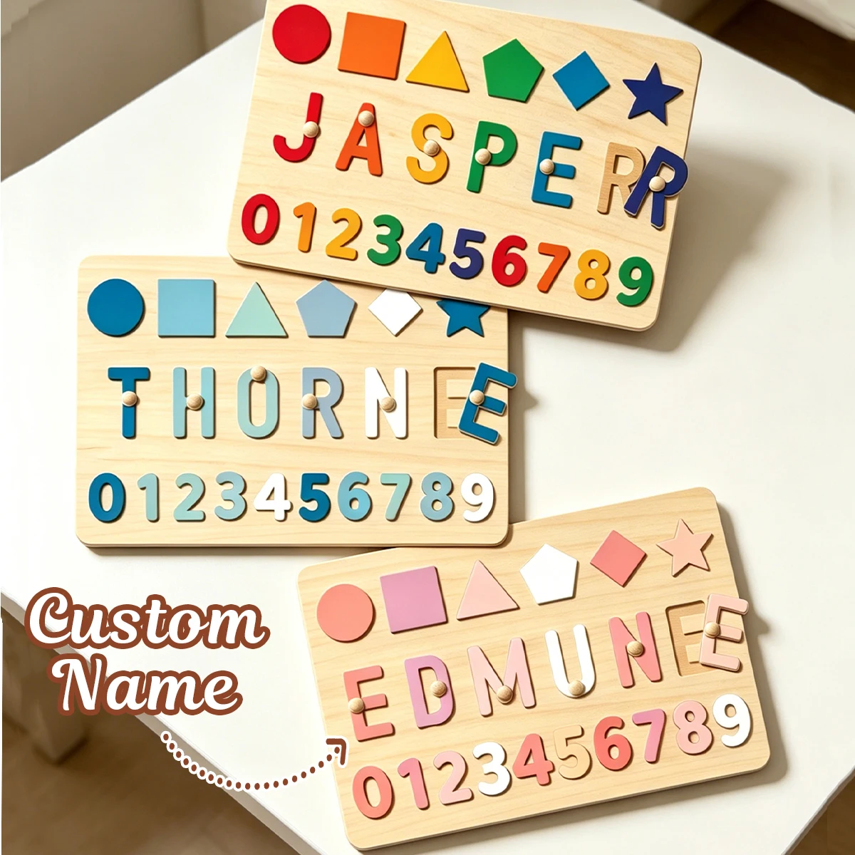 Personalized Wooden Letter Board, Customized Shapes & Numbers Learning Board, Unique Thoughtful Present For Birthdays