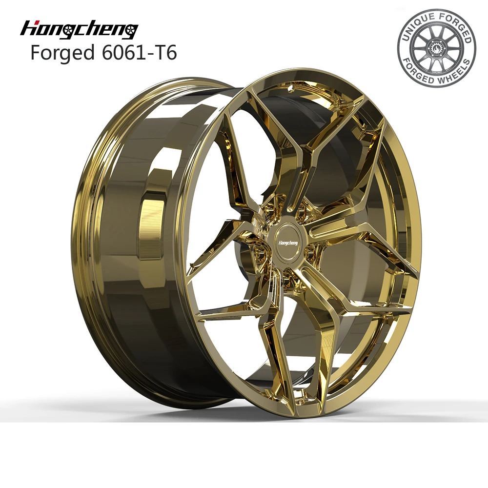 

2026 New Design 1 2 Piece Gold Passenger Car Wheels 18 19 20 21 22 24 26 Inch 5x114.3 5x120 5x112 Alloy Forged Wheel
