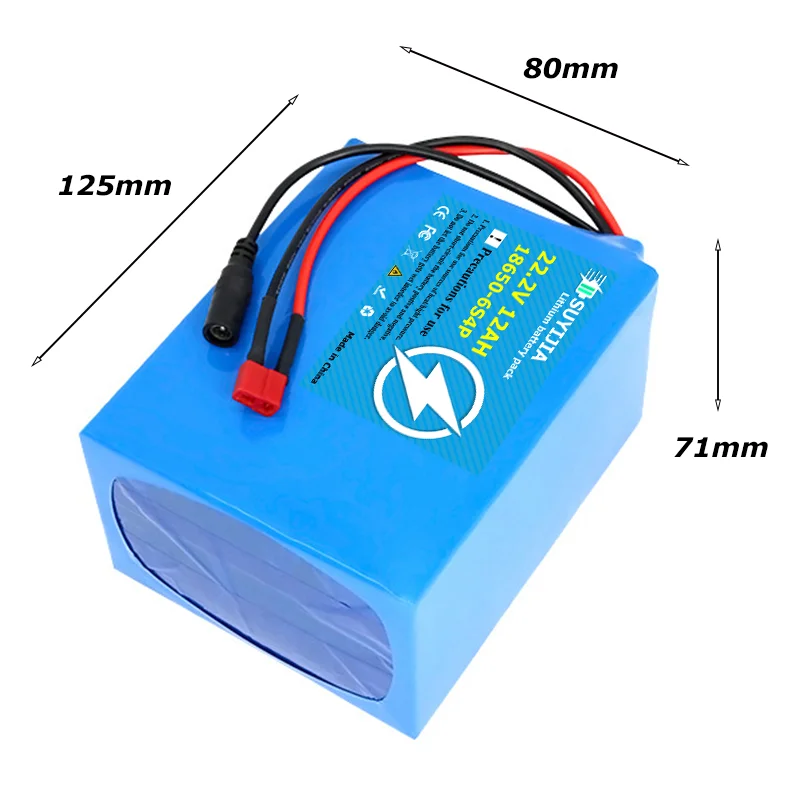 6S4P 22.2V 12Ah lithium battery pack 25.2V 18650 high power with 30A BMS suitable for light motorcycle/electric vehicle battery