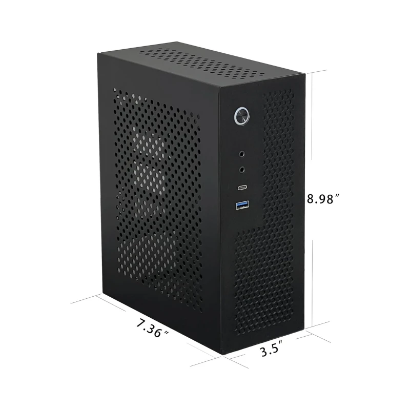 Mini ITX Case voor PC Desktop Chassis Typec (10g) + USB3.0 Zwart Mini-ITX 0.8mm SPCC Desktop Computer Case Fit in Flex PSU