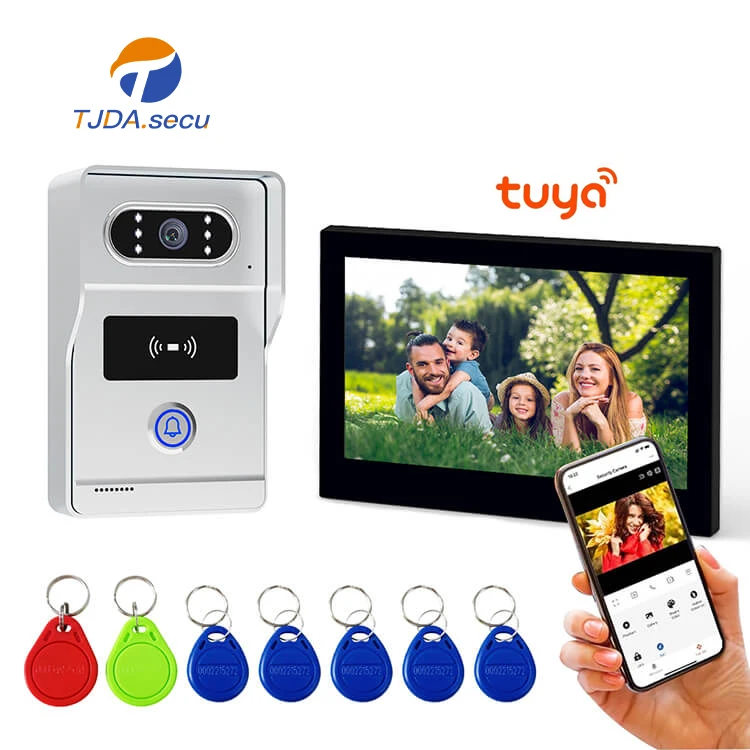 WIFI TUYA 4 Wired 7 Inch Touch Screen 1080P HD Kit Apartment Hotel PIR Motion Night Vision Smart Intercom Video Door Phone
