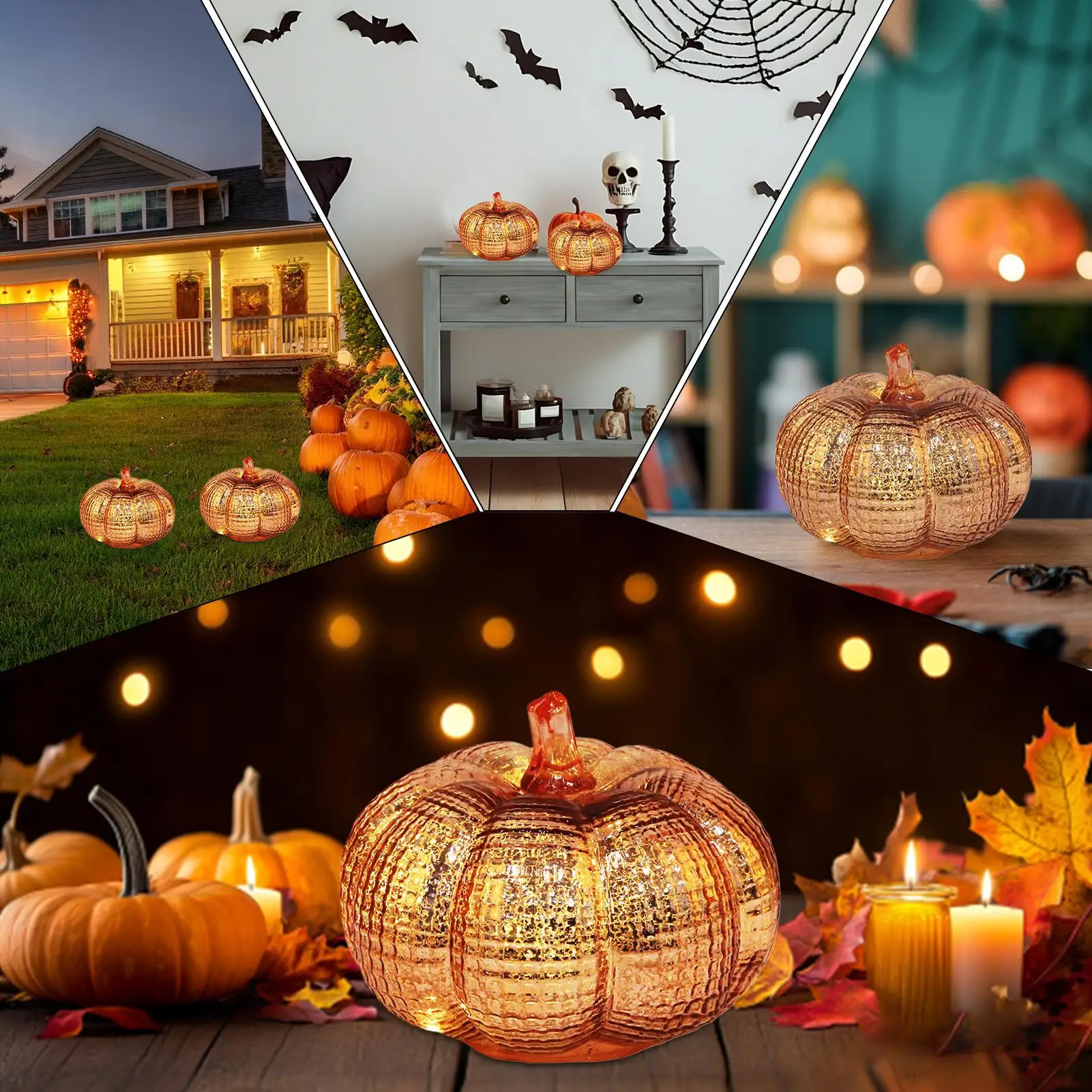 

Pumpkin Lights Battery Operated Table Lamp With Timer LED Battery Operated Glass Pumpkin Ornament For Home Kitchen Holiday Fall