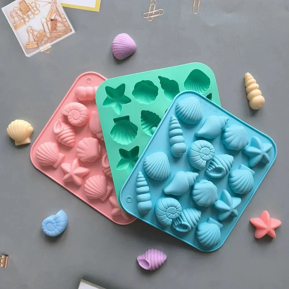 Chocolate Silicone Mold 3D Shell Marine Animal Shape 16 Cavity Candy Cake Decor Pudding Jelly Baking Supplies DIY Tools