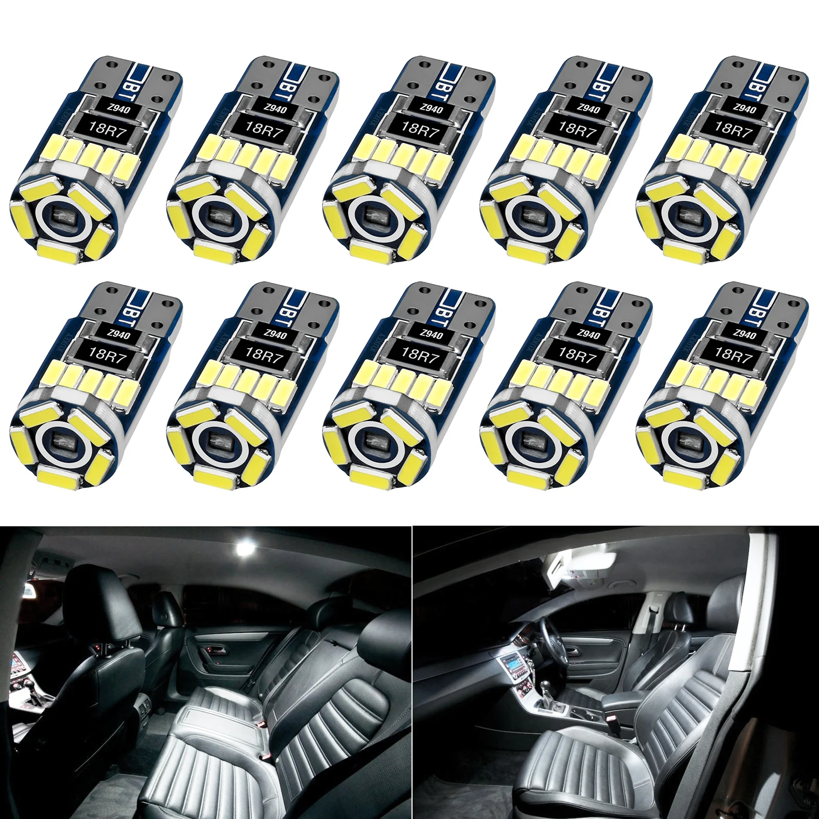 10x Canbus T10 LED W5W Interior Light Wedge Bulb 194 168 for Ford Focus Mondeo Fusion Kuga Escape Ecosport Fiesta S-Max C-Max