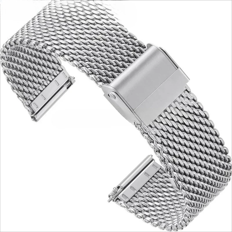 Bracelet de montre en maille milanaise 1,0 mm en acier inoxydable, bracelet de montre en maille requin 18 mm 20 mm 22 mm 24 mm à dégagement rapide pour montres Seiko