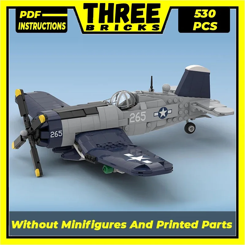 Technische Moc Bakstenen Militair Model F4u Corsair Marine Jager Modulaire Bouwstenen Geschenken Speelgoed Voor Kinderen Diy Sets Assembleren