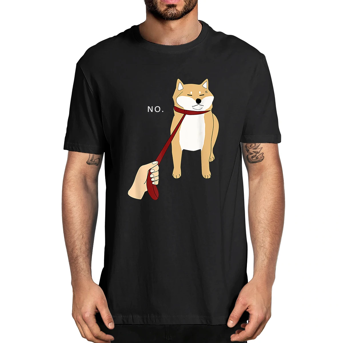 100% Cotton Cute Shiba Inu Dog NOPE Doge Funny Summer Men's Novelty T-Shirt Women Casual Streetwear Harajuku Gamers Tee EU Size