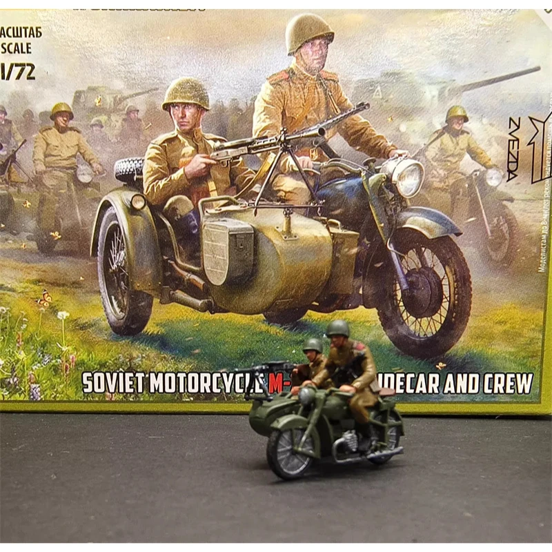 1:72 Scale Model Resin 2pcs German/Soviet Soldiers With Sidecar Motorcycle Action Figure Accessory DIY Collection Toys Dolls Fan