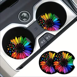 Absorbent car drink Colorful Sunflower coasters Car interior Coasters Fashion stand Inch stand accessories inserted into car cup