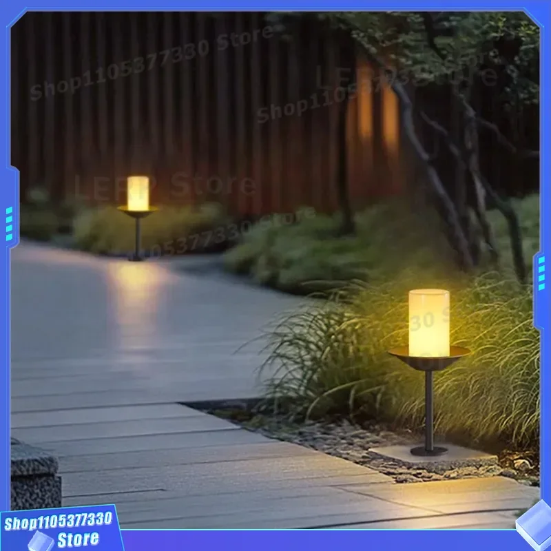 Modern Simple Round Stainless Steel Outdoor Garden Light Decorative Landscape Candle Lawn Lamp for Yard Pathway Decoration