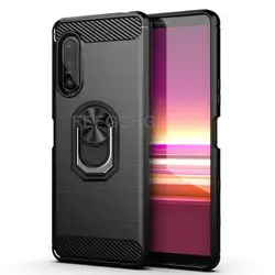 For Sony Xperia 10 1 IV 10 1 5 5 III Brushed Carbon Fiber Silicone Case For Sony Xperia Ace 5 II Magnetic Ring Stand Cover