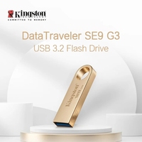Kingston DataTraveler SE9G3 USB Flash Drive 64GB 128GB 256GB 512GB USB3.2 Gen1 Metal Gold Pen Drive Max 220Mb/s Portable U Disk