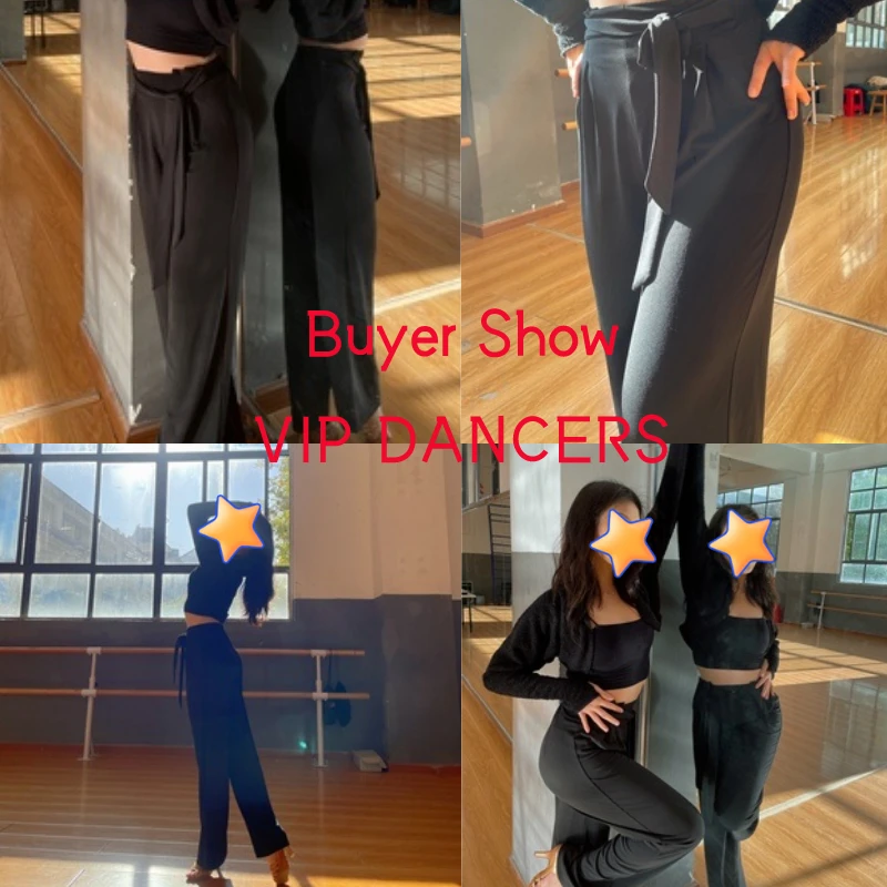 New Modren Lace-Up Stretch Straight-Leg Trousers National Standard Dance Practice Clothes Latin Ballroom Dancing Pants SL5980