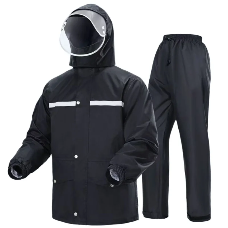 Full Body Raincoat And Rainpants Suit for Electric Bicycle & Motorcycle Reflective Split Design for Takeaway Riding Storm Protec