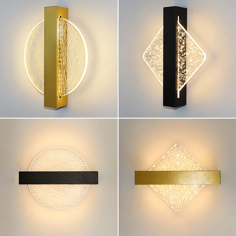 Imagem -03 - Luxuoso Acrílico Ouro Foil Wall Lamp Modern Led Indoor Wall Light Nordic Sconce Lamp Luz de Cabeceira Quarto e Sala de Estar Decor 10w