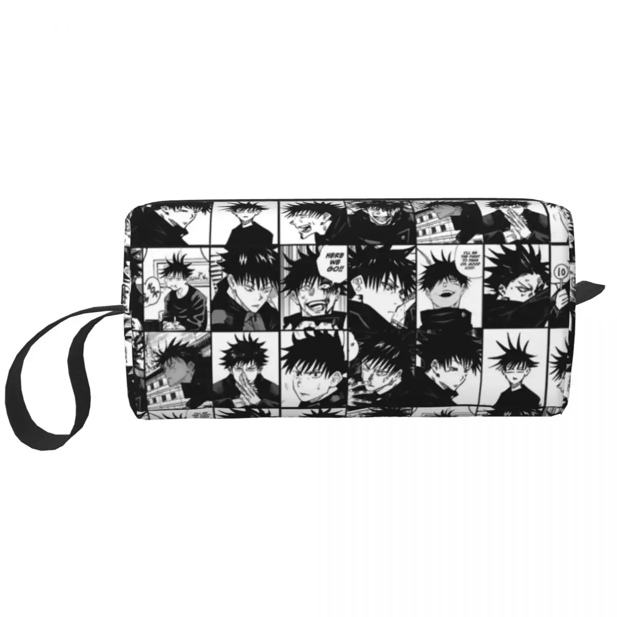 Fushiguro Megumi Manga Collage Makeup Bags Jujutsu Kaisen Anime Large Capacity Cosmetic Bag  Outdoor Pouch for Purse Storage