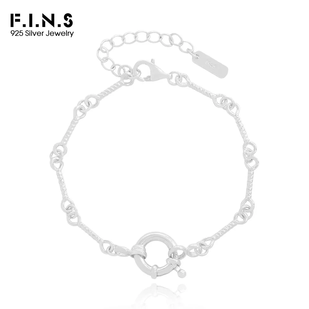 

F.I.N.S Twisted Rope Pure S925 Sterling Silver Chain Bracelet Women DIY Adjustable Hand Fine Jewelry Hypoallergenic Accessories