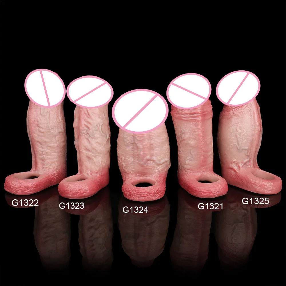 SXXY Soft Skin-Like Penis Sleeve насадка на член Lifelike Hollow Dildo Sheath Sex Toy For Men Delay Ejaculation Couple's Sex Toy - view 3