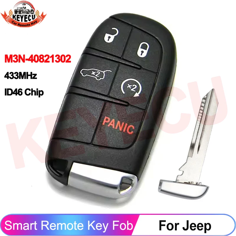 

KEYECU Smart Card 433MHz For Jeep Grand Cherokee 2014 2015 2016 2017 2018 2019 M3N-40821302 Remote Key ID46 Chip P/N: 68143505