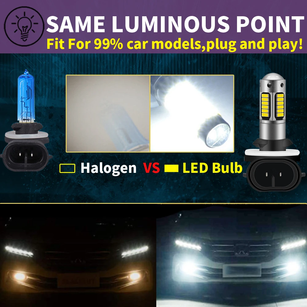 2PCS Car LED Fog Light 881 H27 4014 30smd High Car Parts General Light LED Auto Fog Spare Car Front Light Brightness view 5