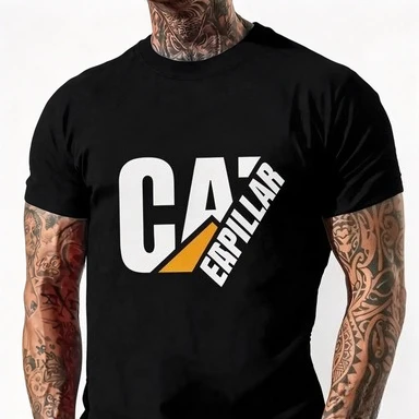 2026 Unisex Industrial Graphic T Shirt Men Casual Cotton Tee Bold Geometric Block Front Print Work Inspired Short Sleeve Crew