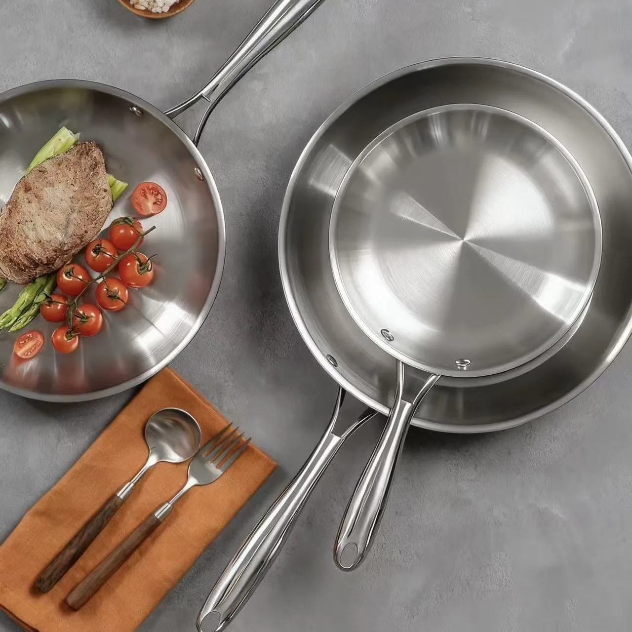 316 Stainless Steel Frying Pan Wok NonStick Pan Fried Steak Pot Uncoated Kitchen Cookware For Gas Stove and Induction Cooker Wok
