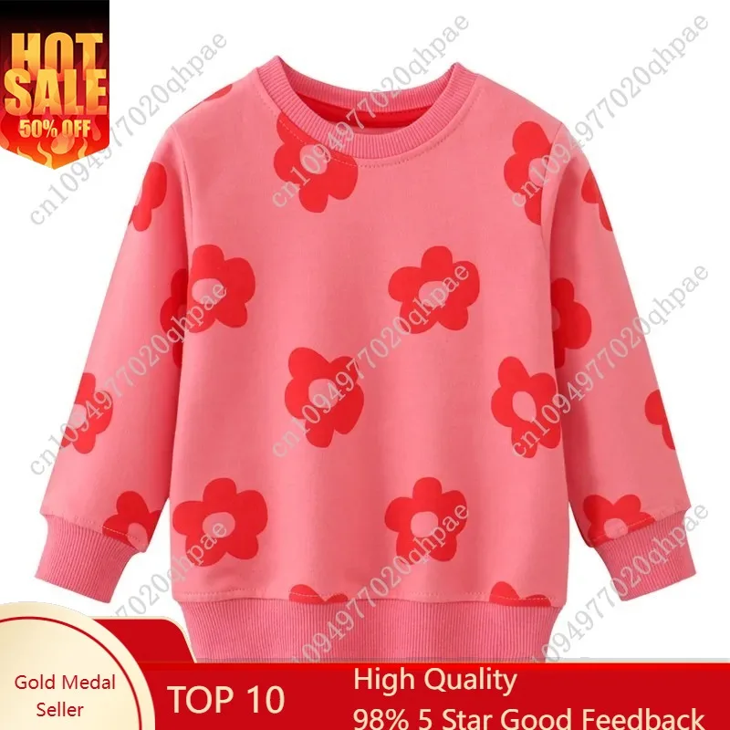 

Новинка! Демисезонные толстовки для девочек с цветочным принтом, с длинным рукавом, спортивные, с капюшоном, детские топы.