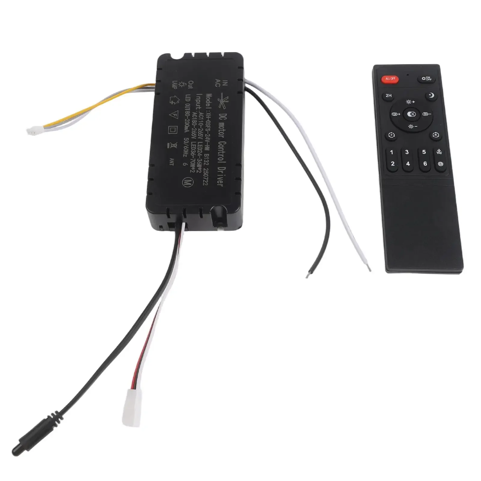 Inverter Remote Control for Fan Light with 6 Speed Settings and Stepless Dimming Receiver for Efficient Fan Operation
