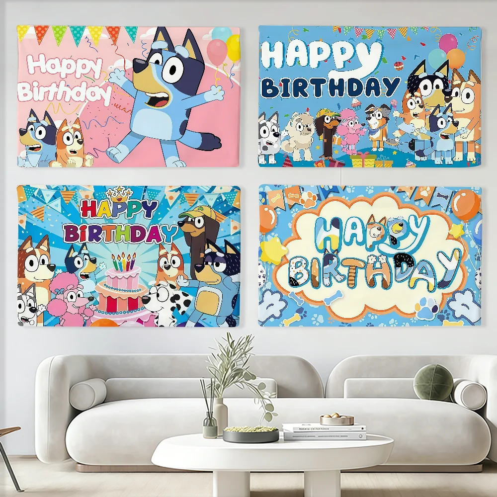 Bandera de dibujos animados de Bluey, bonita y colorida, adecuada para fiestas, clubes, decoración de paredes interiores y exteriores, regalo.