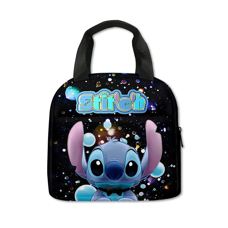 Bolsa de almuerzo con estampado de dibujos animados Stitch para estudiantes de escuela primaria y secundaria, lonchera aislada, bolso de mano, bolsa de comida para niños, nuevo