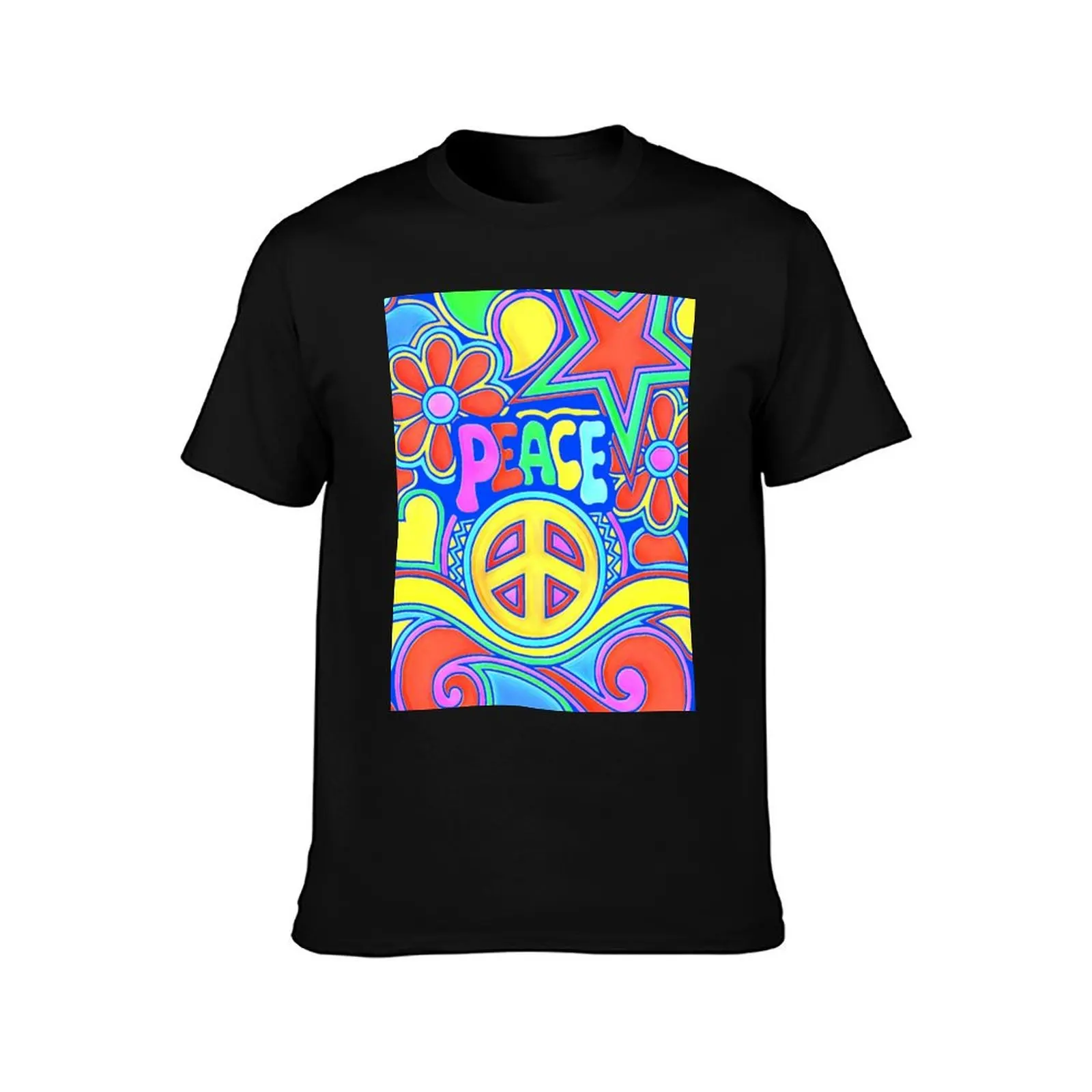 Peace and love Flower Power Hippy Design T-Shirt custom shirt anime figures customizeds men clothes