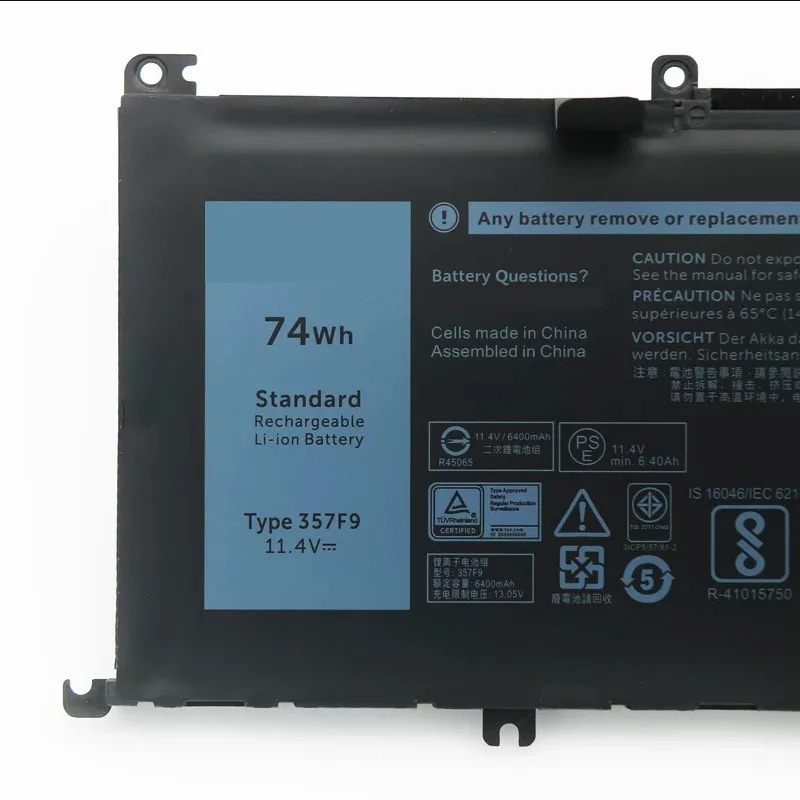 Laptop Battery 357F9 For Inspiron 15 Gaming 5576 5577 7566 7567 7000 7557 7559 P65F P57F P65F001 P57F001 Series 11.1V/74Wh