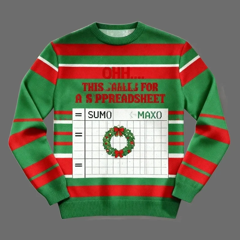 2026 Ohh هذه المكالمات لورقة الموزعة سترة عيد الميلاد القبيحة Excel عيد الميلاد هدية عيد الميلاد محلل البيانات عيد الميلاد البلوزات بلوزات #3