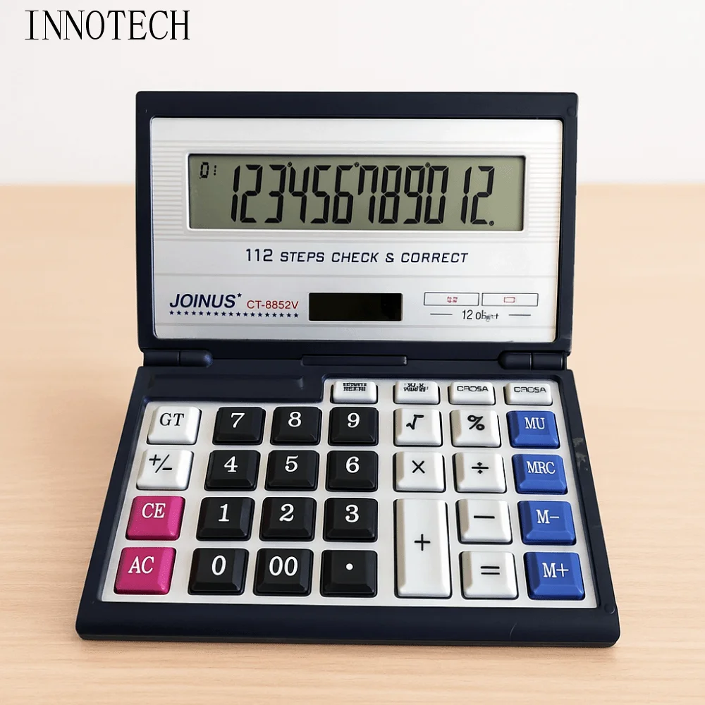 

Складной складной раскладной калькулятор, 12-значный портативный солнечный калькулятор, многофункциональный финансовый офисный калькулятор с большим экраном