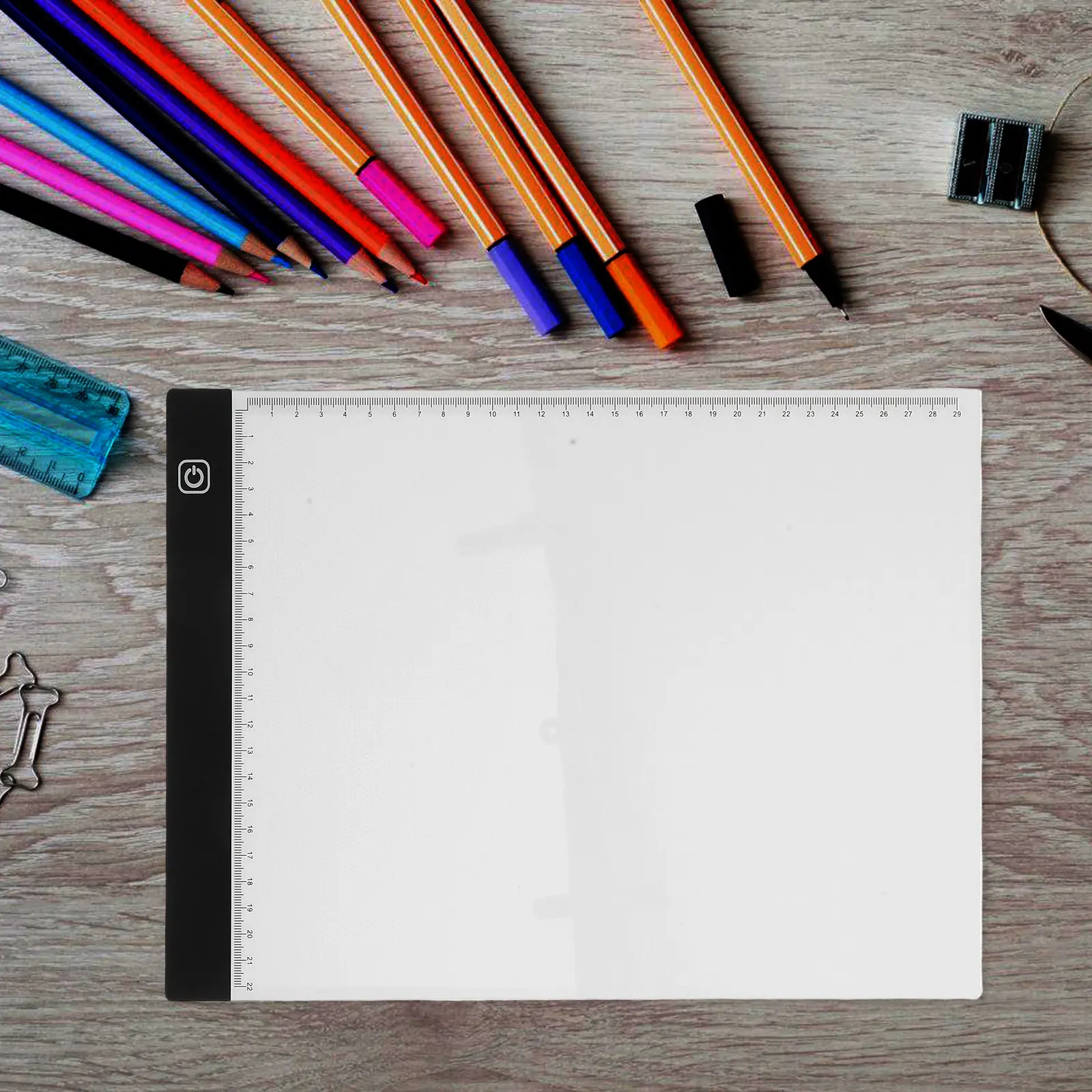 LED Light Tracing Box A4 Drawing Board Adjustable Brightness Scale Ruler Portable Light Pad for Sketch Copy Tracing Art Supply